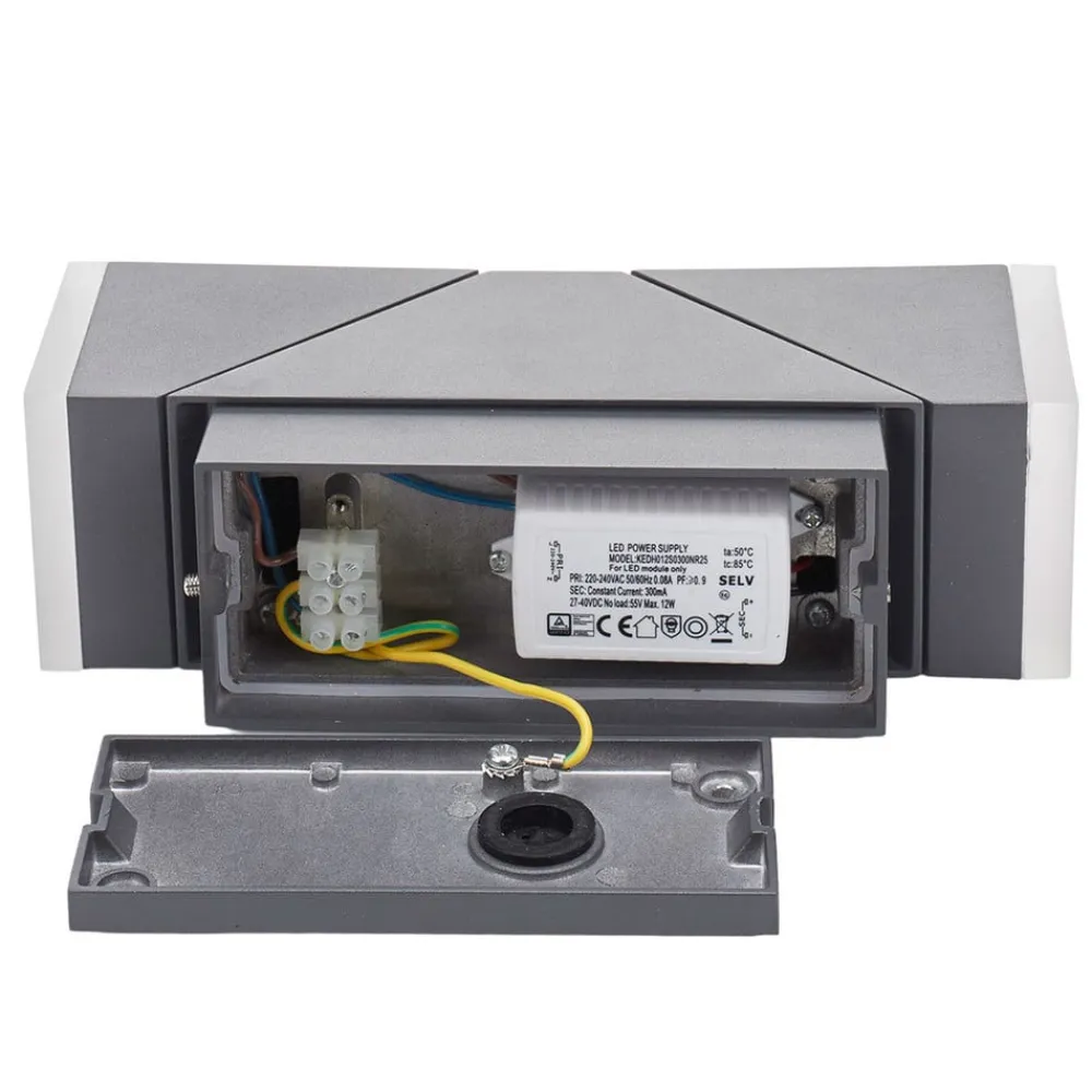 LED-væglampe Sally, 22 cm, antracit, IP54^Lindby New