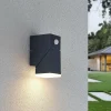 Lindby LED-væglampe Sally, 15 cm, antracit, IP54, sensor