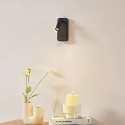 Lindby Væglamper|Væglamper>LED-væglampe Tallis, sort, USB-C, bevægelig