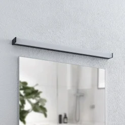 Lindby LED-væglampe til badeværelset Ulisan, 89 cm, sort, kantet