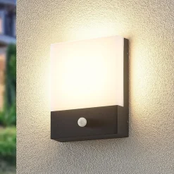 Lindby Væglampe Med Sensor|Terrassebelysning>LED-væglampe Vanira, antracit, aluminium, sensor, IP54