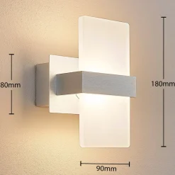 Lindby LED-væglampe Yorick, 18 cm, aluminium/hvid med afbryder