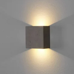 LED-væglampe Yva, grå, beton, 13 x 13 cm, op/ned^Lindby Clearance