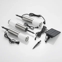 Lindby Lexiane LED-solcellelamper, 3-sæt, stål