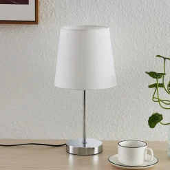 Lindby Bordlamper>Leza bordlampe, krom, hvid skærm