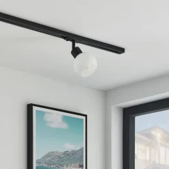 Lindby Linaro skinnespot, E14, sort, Ø 10 cm, 1-faset