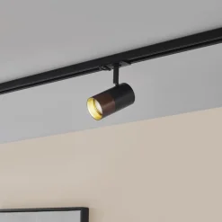 Lindby Linaro skinnespot, GU10, Ø 6 cm, sort/brun