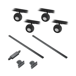 Linaro skinnesystem, GU10, 4 lyskilder, sort, Ø 9 cm^Lindby Online