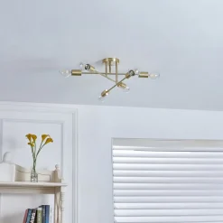 Lindby Gang|Loftlamper>loftlampe Aloria, 6 lyskilder, guld, metal, E27