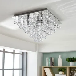 loftlampe Annica, kantet, krom, metal, 42 cm^Lindby Sale