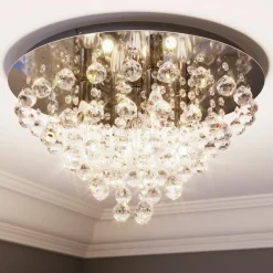 Lindby Loftlamper|Loftlamper>loftlampe Annica, rund, krom, metal, Ø 46cm