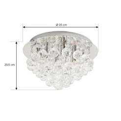 Lindby loftlampe Antonino, 4 lyskilder, krom, krystal, 35 cm