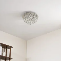 Lindby loftlampe Antonino, 4 lyskilder, krom, krystal, 35 cm