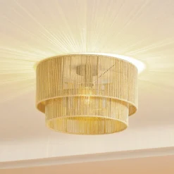Lindby Gang|Loftlamper>loftlampe Anuva, beige natur, papir, Ø 45 cm