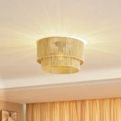 Lindby Gang|Loftlamper>loftlampe Anuva, beige natur, papir, Ø 45 cm