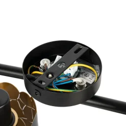 Lindby loftlampe Aralena, sort/guld, 3 lyskilder, længde 70 cm