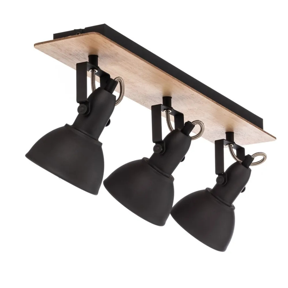 Lindby Gang|Loftlamper>loftlampe Aylis, 3 lyskilder, 60 cm, sort, træ, E14