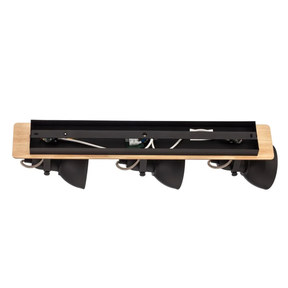 Lindby Gang|Loftlamper>loftlampe Aylis, 3 lyskilder, 60 cm, sort, træ, E14