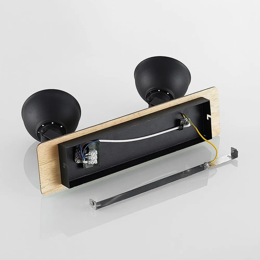 loftlampe Aylis, 2 lyskilder, 40 cm, sort, træ, E14^Lindby Hot