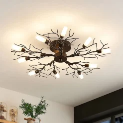 Lindby loftlampe Bigna, Ø 68 cm, 10 lyskilder, glas, metal