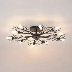 Lindby loftlampe Bigna, Ø 68 cm, 10 lyskilder, glas, metal