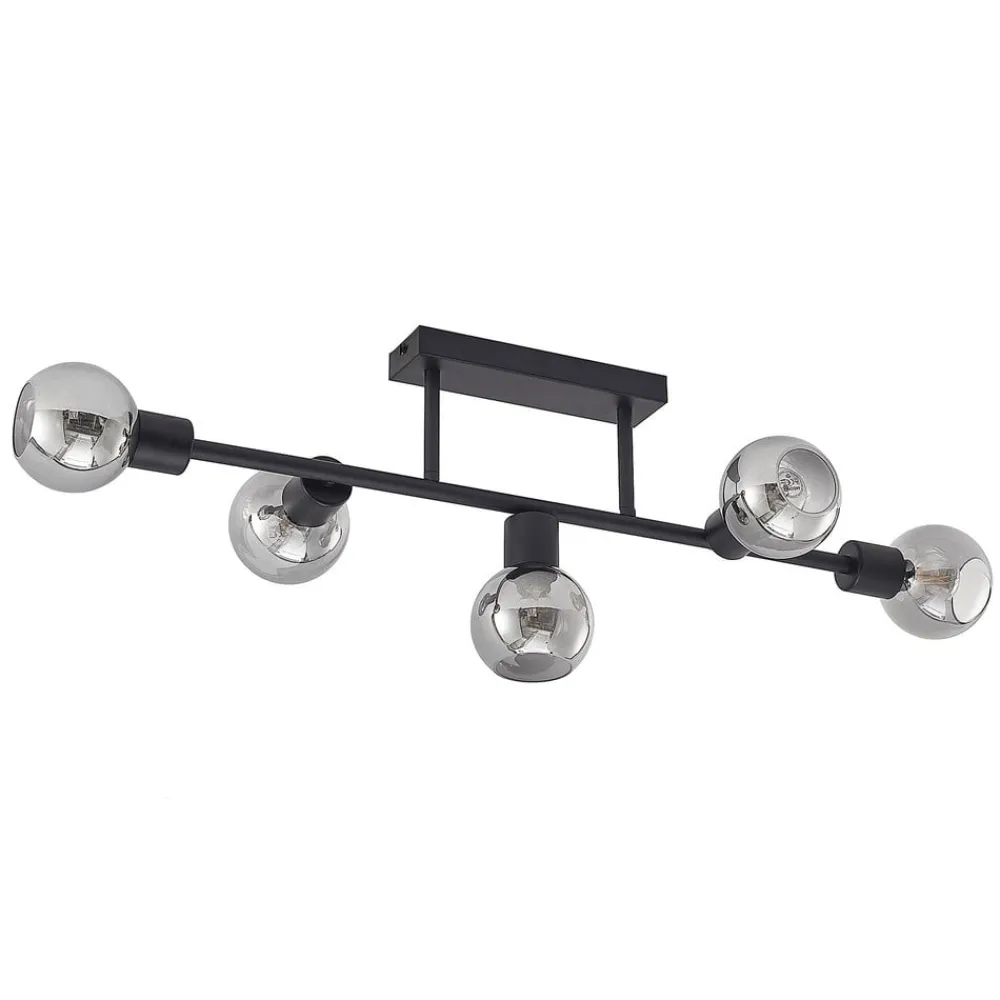 loftlampe Biscala, 5 lyskilder, sort/røget, E14^Lindby New