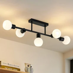 Lindby loftlampe Biscala, 5flg, sort/opal