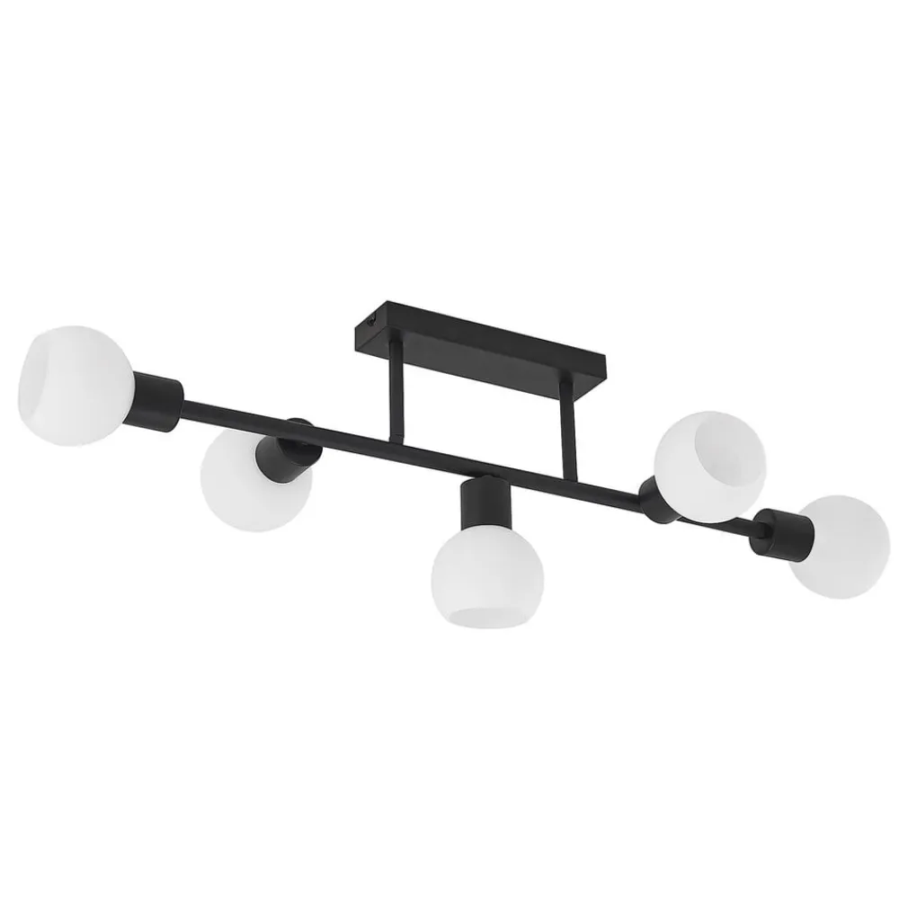 Lindby loftlampe Biscala, 5flg, sort/opal