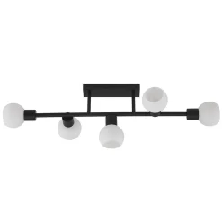 Lindby loftlampe Biscala, 5flg, sort/opal