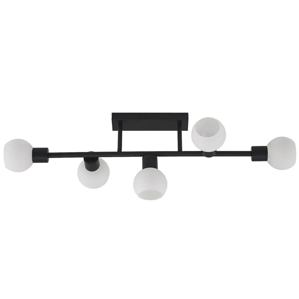 Lindby loftlampe Biscala, 5flg, sort/opal