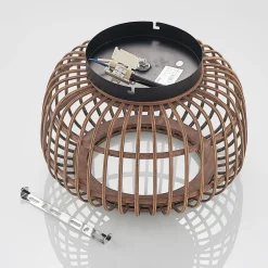 Lindby loftlampe Bominio, Ø 33 cm, rattan, træ, E27