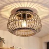 loftlampe Bominio, Ø 40 cm, rattan, træ, E27^Lindby Discount