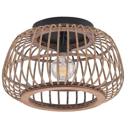 loftlampe Bominio, Ø 40 cm, rattan, træ, E27^Lindby Discount
