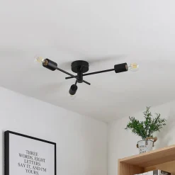 Lindby loftlampe Cerros, 3 lyskilder, sort, metal