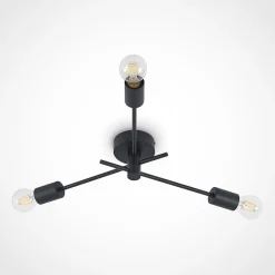 Lindby loftlampe Cerros, 3 lyskilder, sort, metal