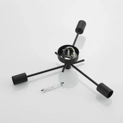 Lindby loftlampe Cerros, 3 lyskilder, sort, metal
