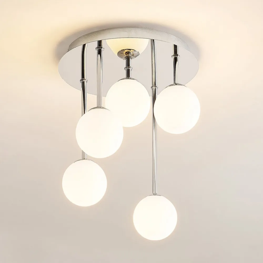 loftlampe Chrissy, Ø 27 cm, krom, 5 lyskilder, glas^Lindby Clearance
