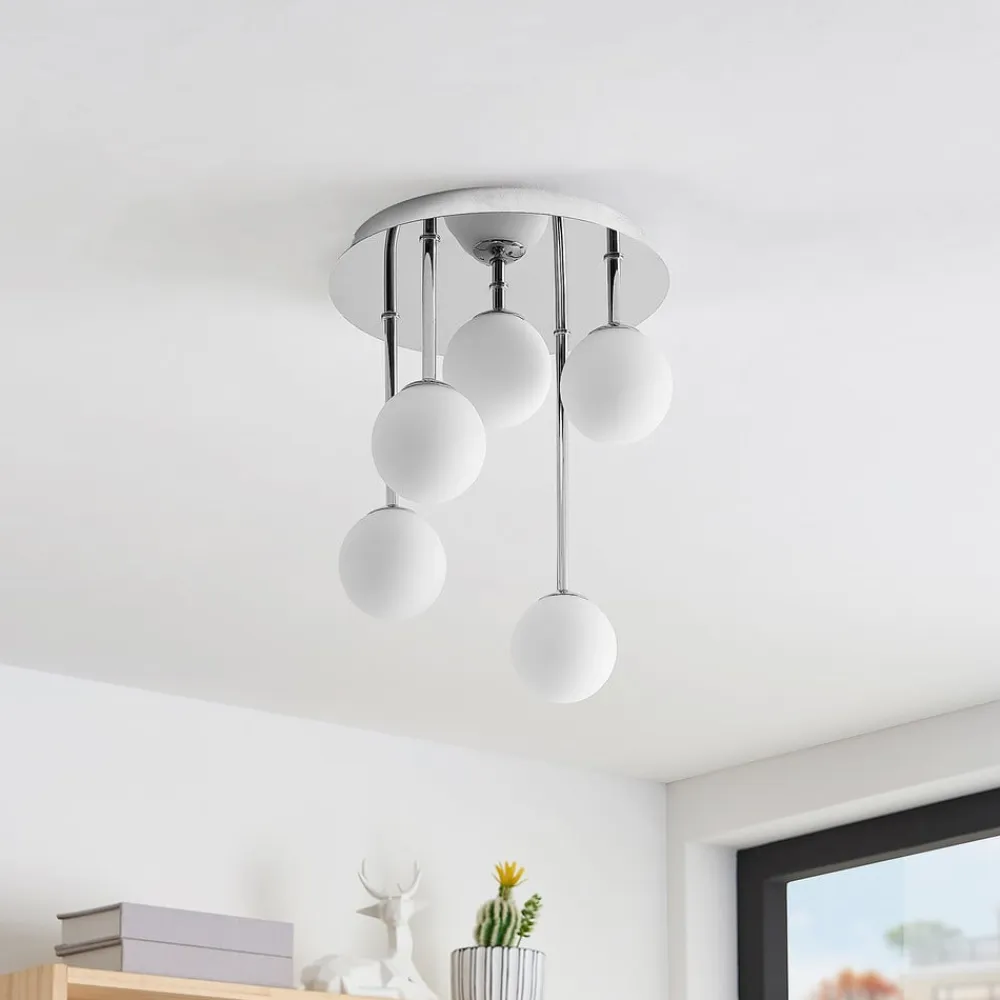 loftlampe Chrissy, Ø 27 cm, krom, 5 lyskilder, glas^Lindby Clearance