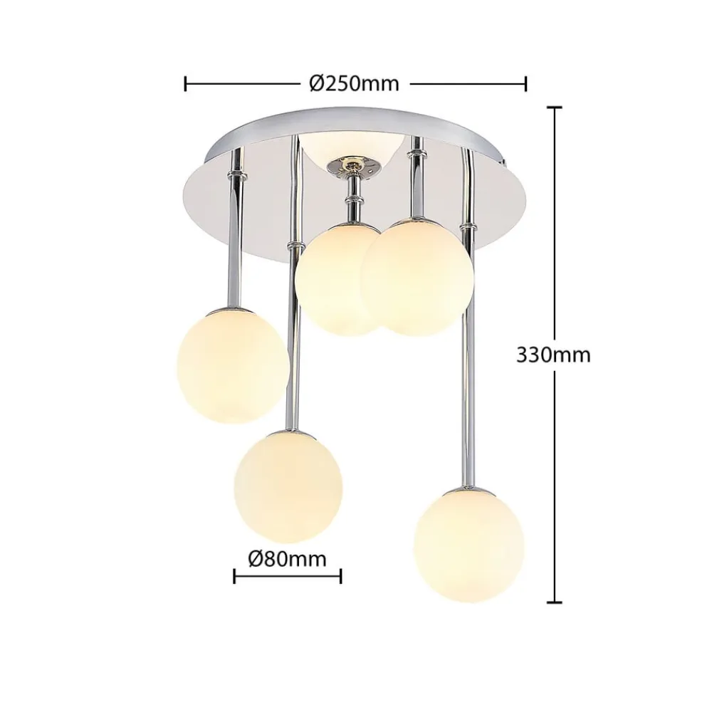loftlampe Chrissy, Ø 27 cm, krom, 5 lyskilder, glas^Lindby Clearance