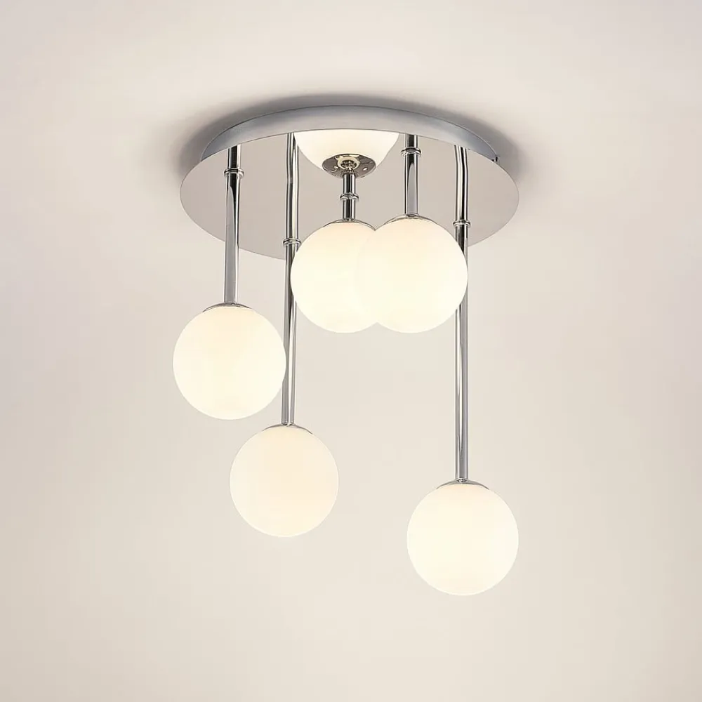 loftlampe Chrissy, Ø 27 cm, krom, 5 lyskilder, glas^Lindby Clearance