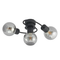 loftlampe Ciala, 3 lyskilder, sort, røgfarvet, glas^Lindby Sale