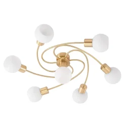 loftlampe Ciala, 7 lyskilder, messingfarvet, glas^Lindby Online