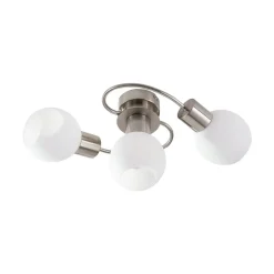 loftlampe Ciala, 3-lys, nikkelfarvet, glas^Lindby Hot