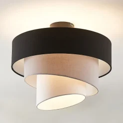 Lindby Gang|Loftlamper>loftlampe Coria, sort/grå/hvid, Ø 40 cm, E27