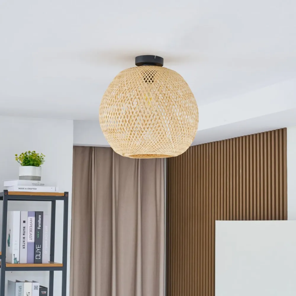 loftlampe Dabila, bambus, Ø 35 cm, E27^Lindby