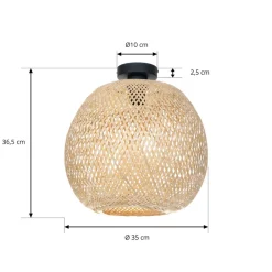 loftlampe Dabila, bambus, Ø 35 cm, E27^Lindby