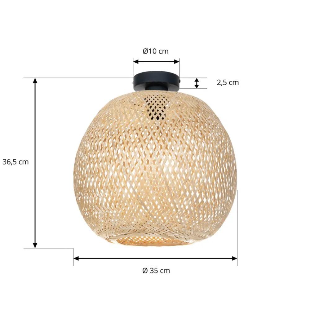 loftlampe Dabila, bambus, Ø 35 cm, E27^Lindby