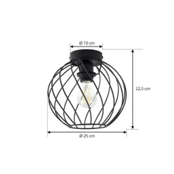 loftlampe Danika, Ø 25 cm, sort, metal^Lindby