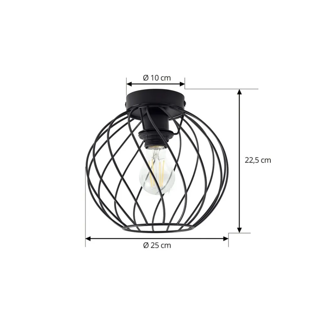 loftlampe Danika, Ø 25 cm, sort, metal^Lindby