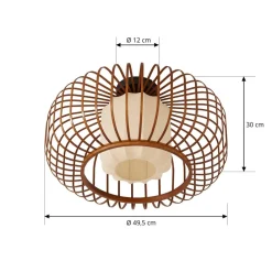 Lindby loftlampe Davella, Ø 50 cm, bambus, tekstil